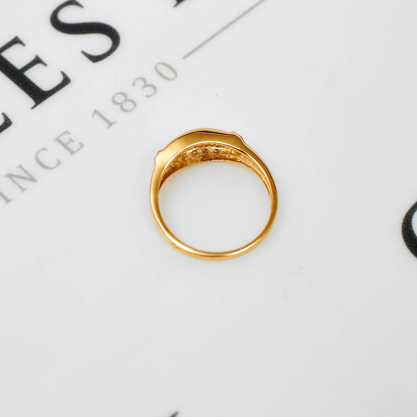 Pre-Owned 9ct Gold 3 Row CZ Dress Ring Size M