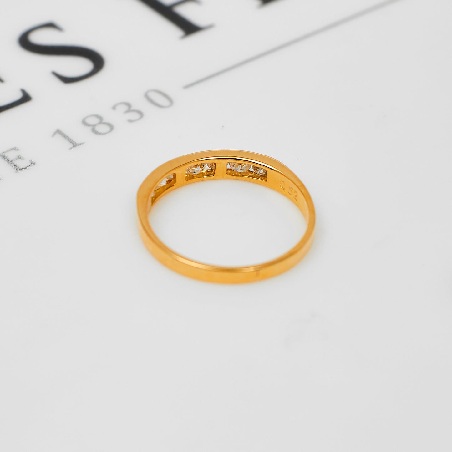 Pre-Owned 18ct Gold 7 Diamond Band Ring Size O