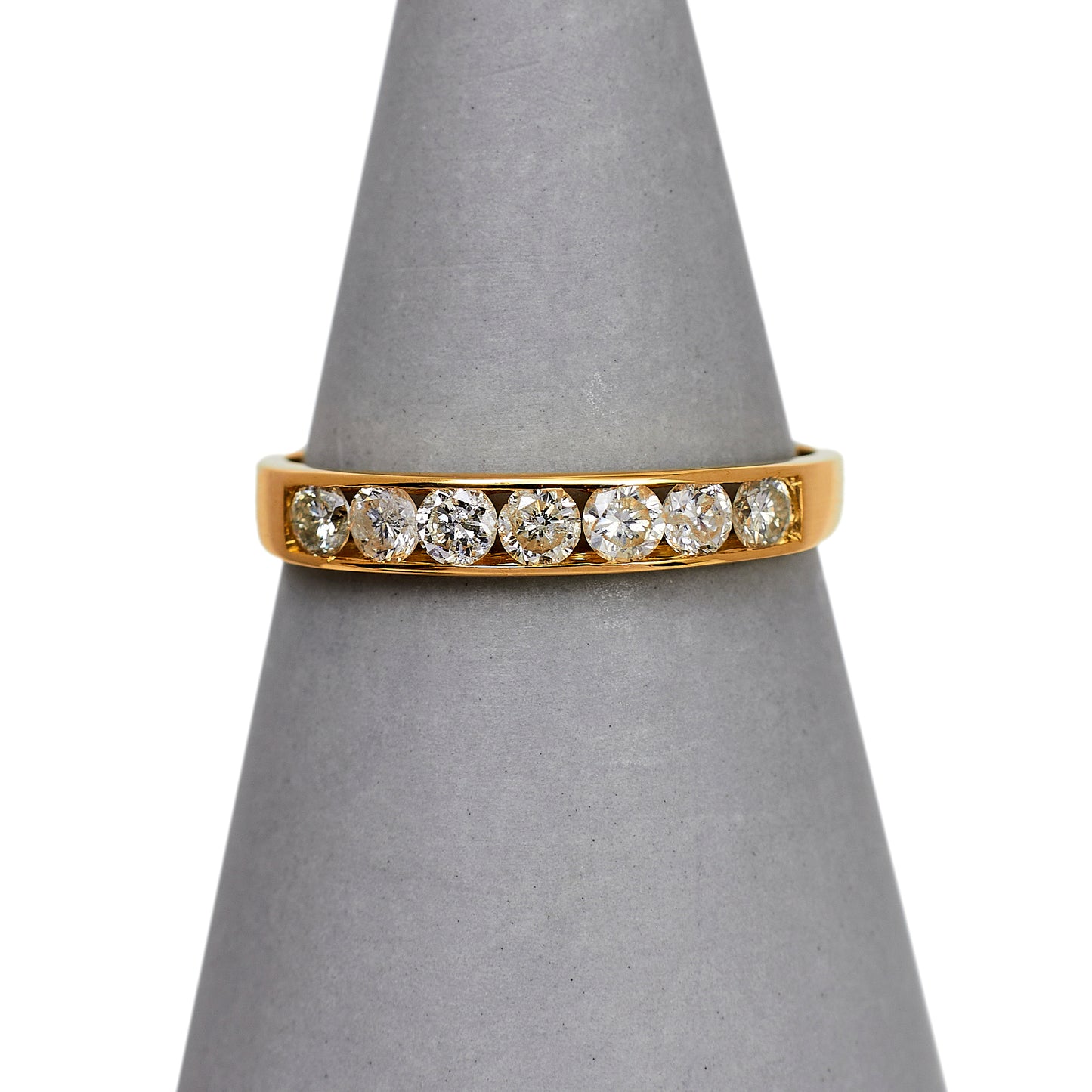 Pre-Owned 18ct Gold 7 Diamond Band Ring Size O