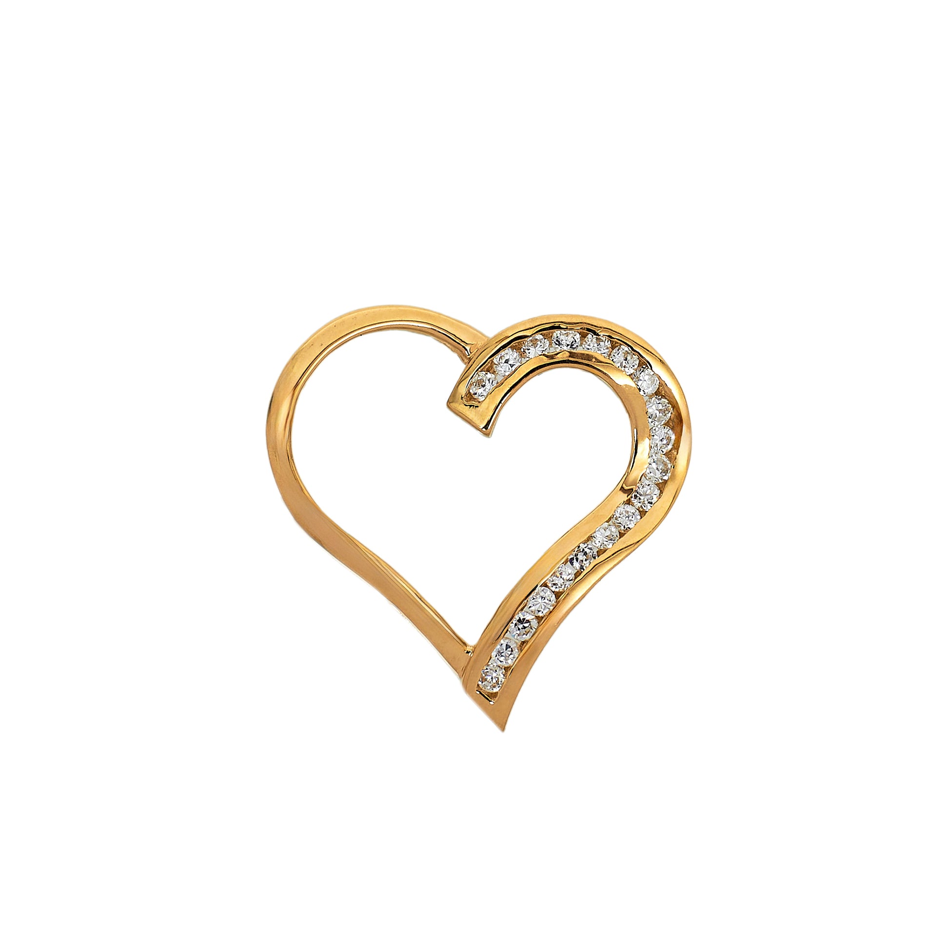 Pre-Owned 9ct Gold CZ Openwork Heart Pendant