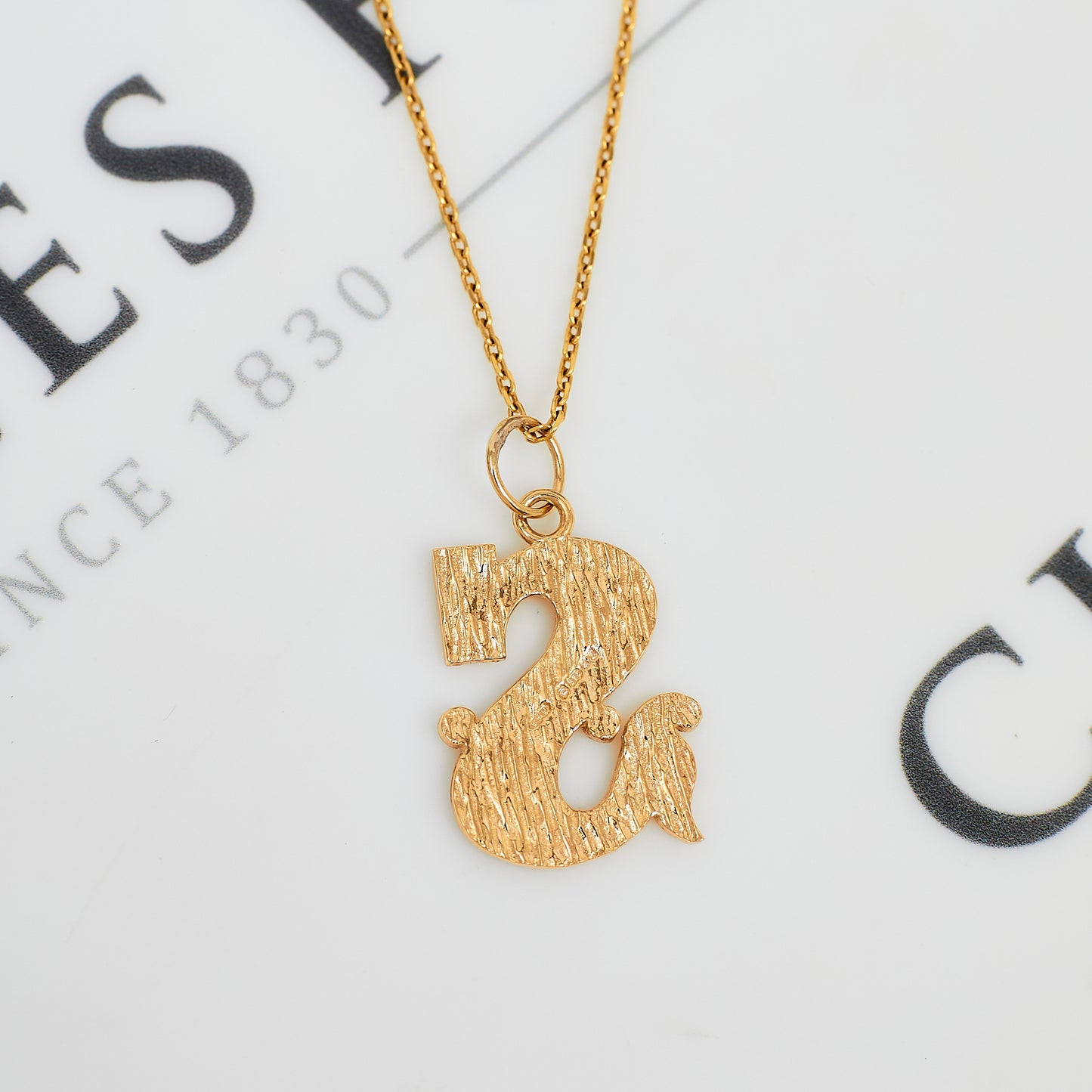 Pre-Owned 9ct Gold Textured S Initial Pendant