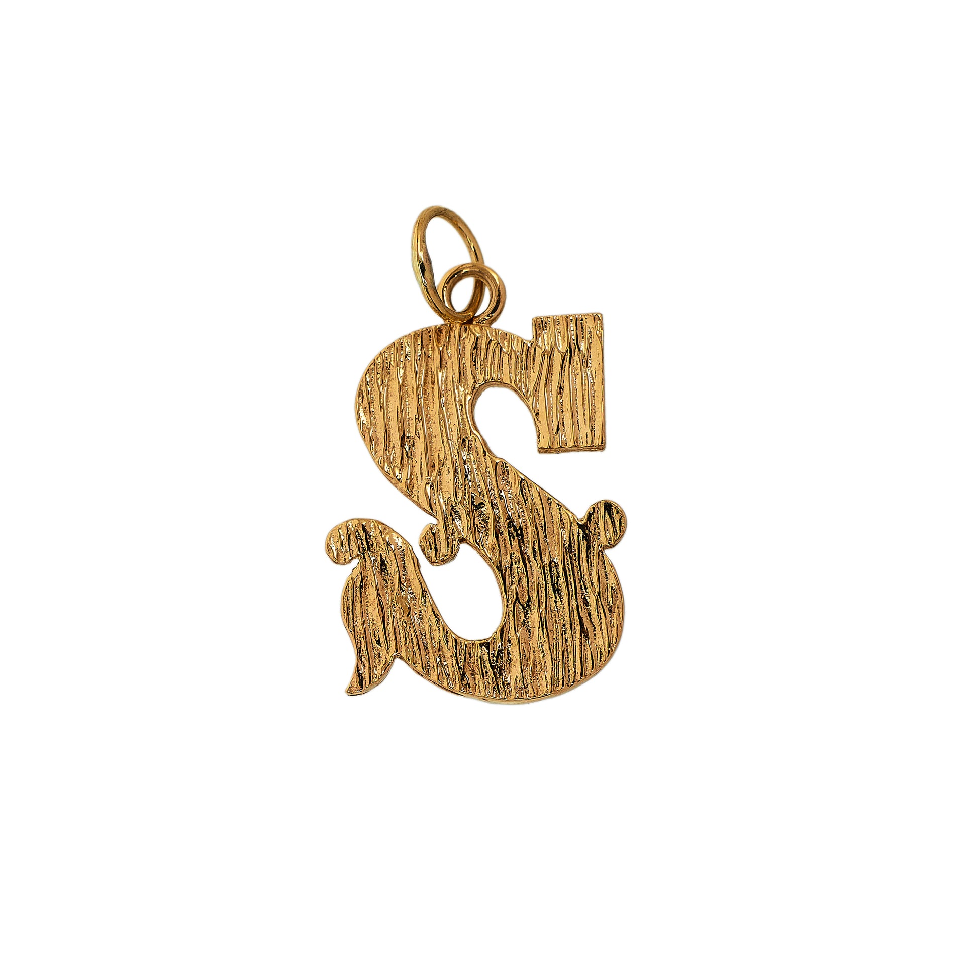 Pre-Owned 9ct Gold Textured S Initial Pendant 