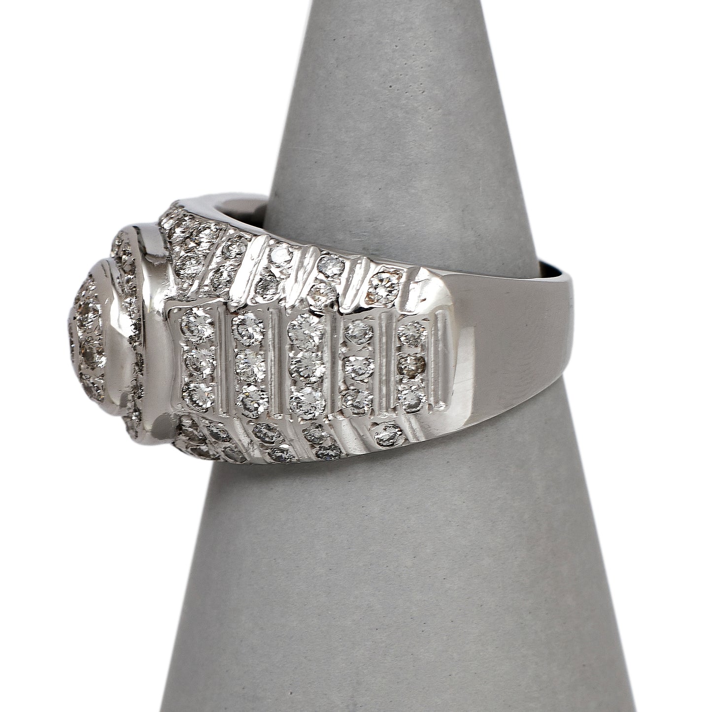 Pre-Owned 18ct White Gold & Diamond Mens Dress Ring Size Y