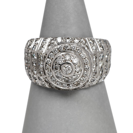 Pre-Owned 18ct White Gold & Diamond Mens Dress Ring Size Y