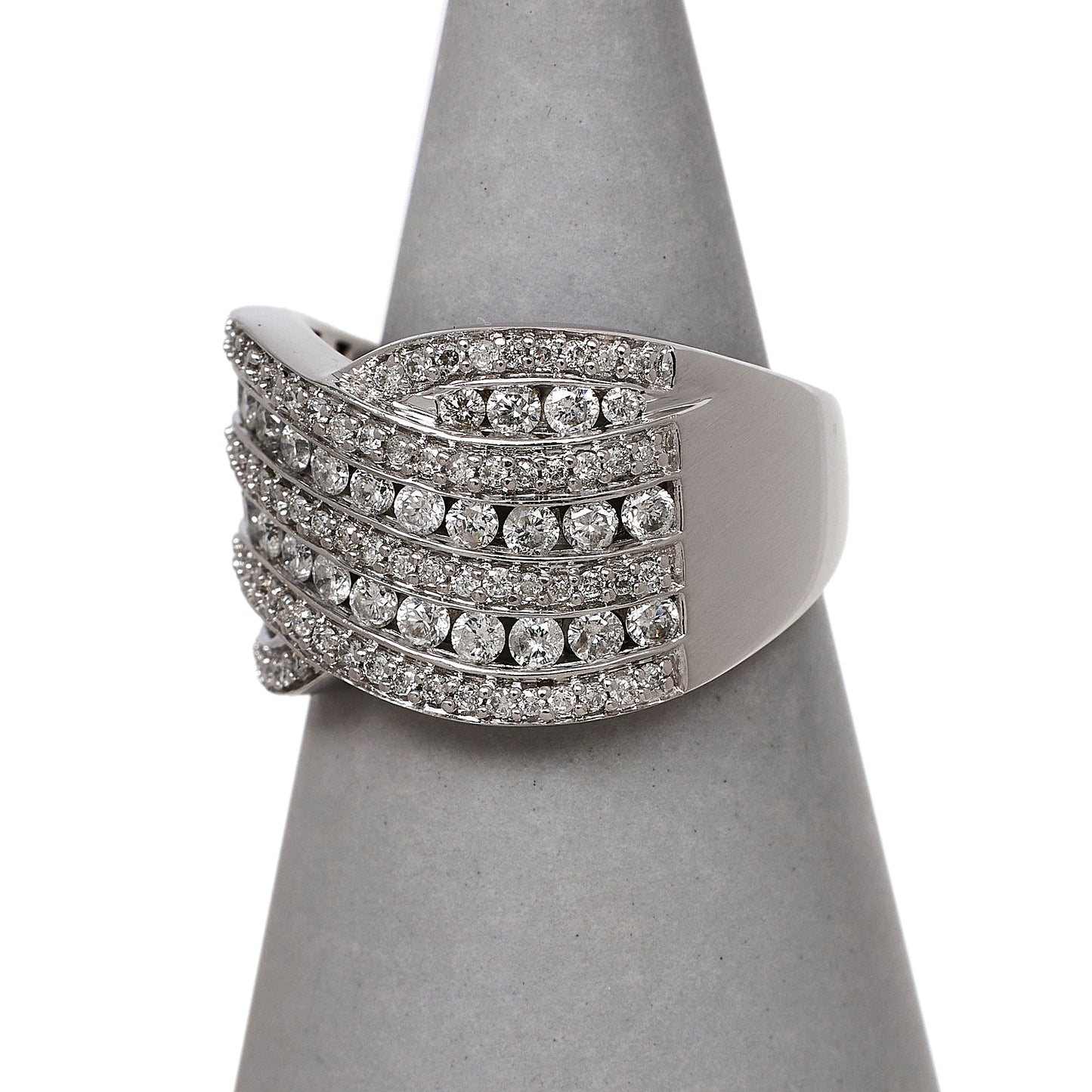 Pre-Owned 18ct White Gold & Diamond Crossover Ring Size L