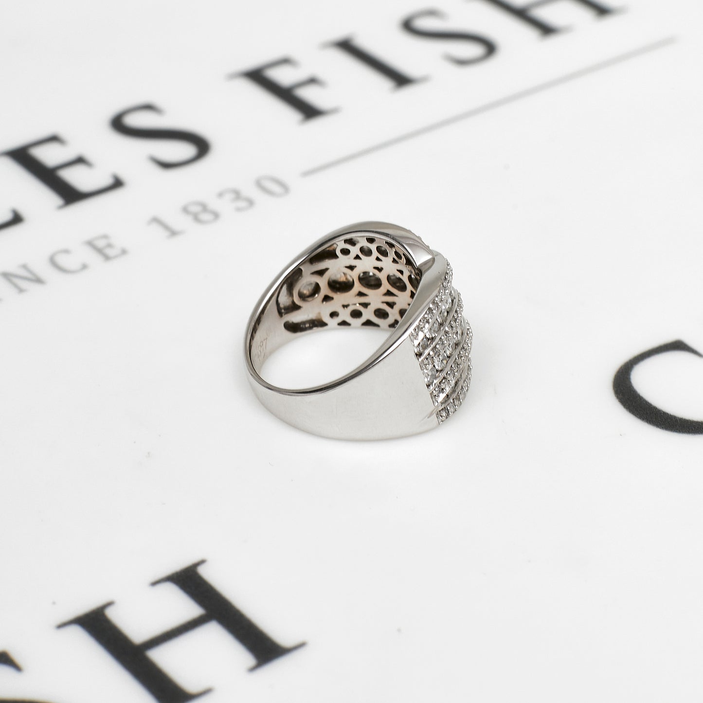 Pre-Owned 18ct White Gold & Diamond Crossover Ring Size L
