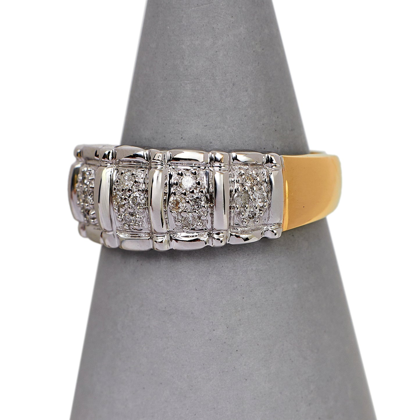 Pre-Owned 14ct White Gold 20 Diamond Bump Head Ring Size S