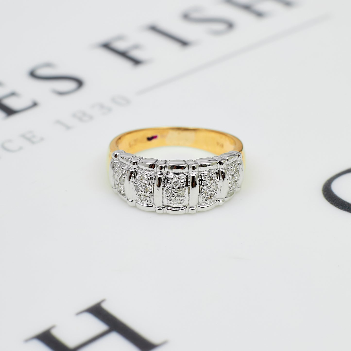 Pre-Owned 14ct White Gold 20 Diamond Bump Head Ring Size S