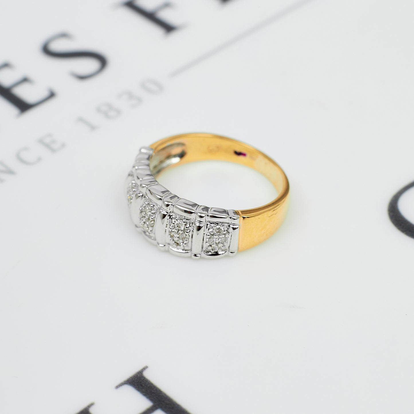 Pre-Owned 14ct White Gold 20 Diamond Bump Head Ring Size S