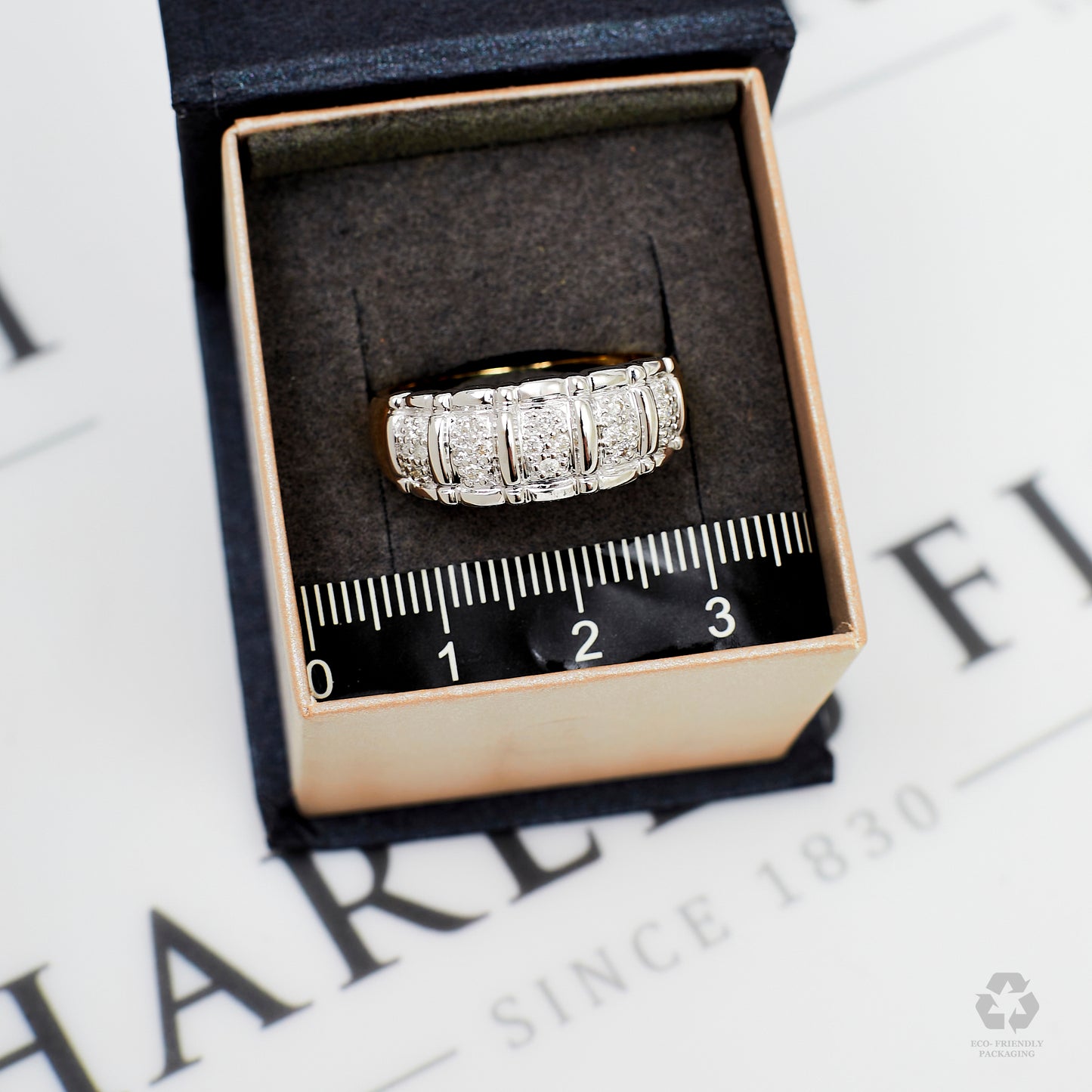 Pre-Owned 14ct White Gold 20 Diamond Bump Head Ring Size S