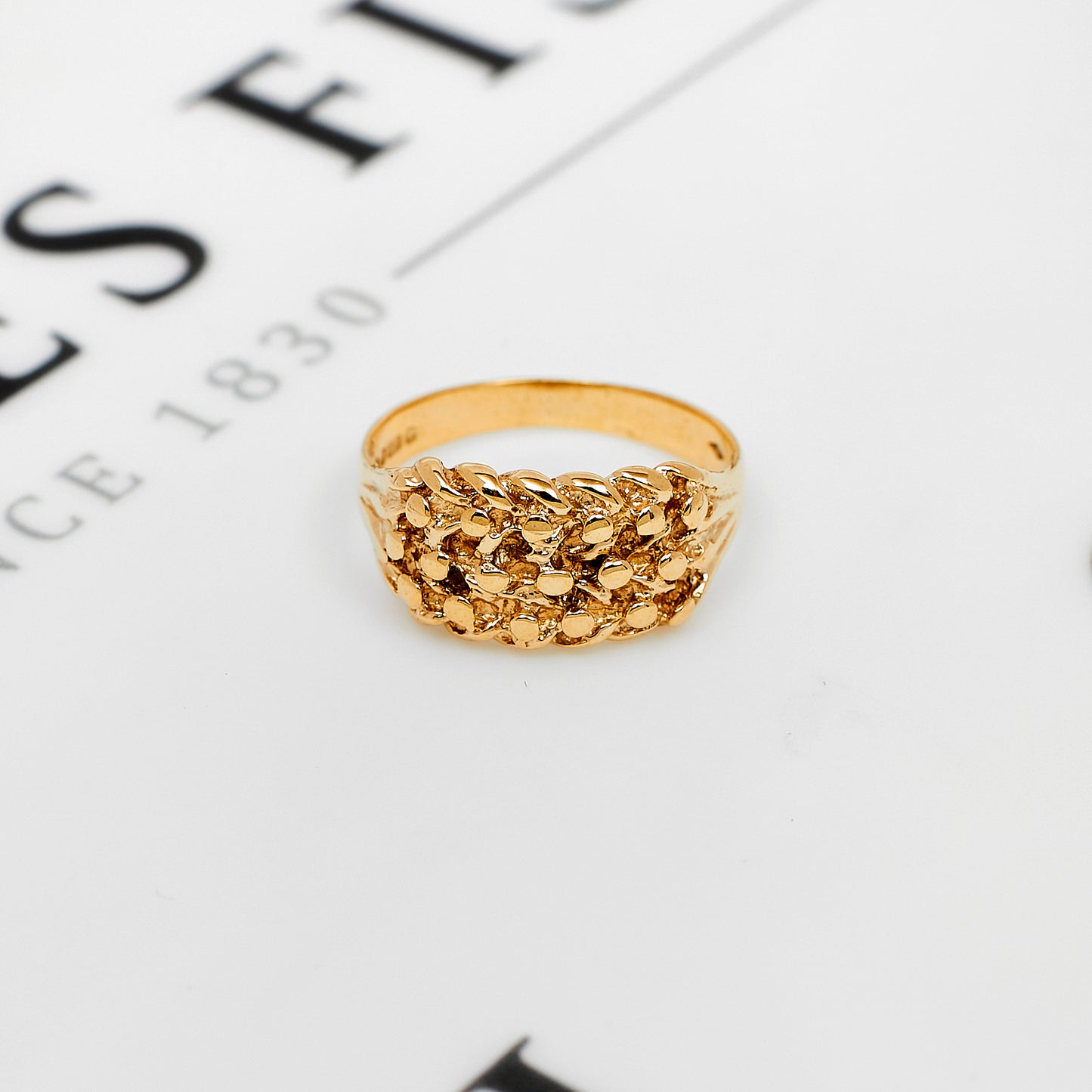 Pre-Owned 9ct Gold 3 Row Shot Ring Size Q