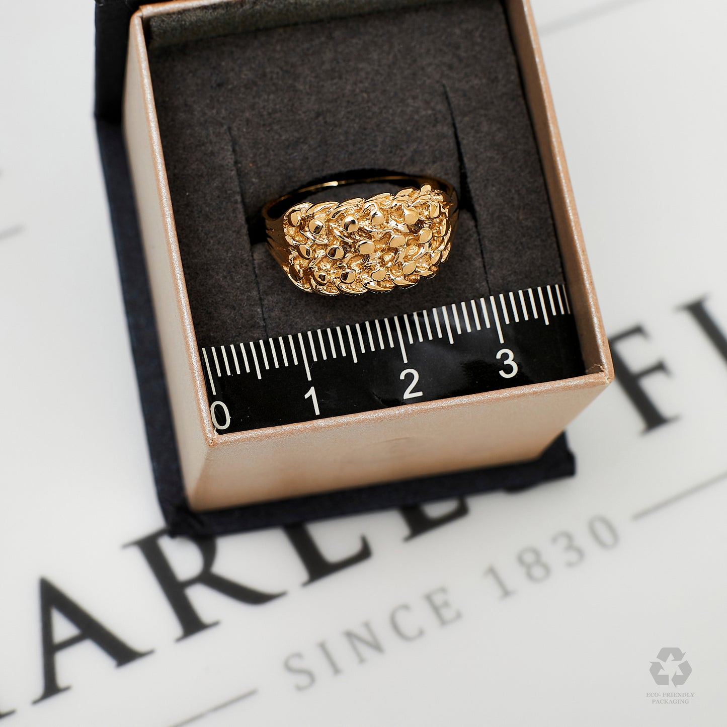 Pre-Owned 9ct Gold 3 Row Shot Ring Size Q