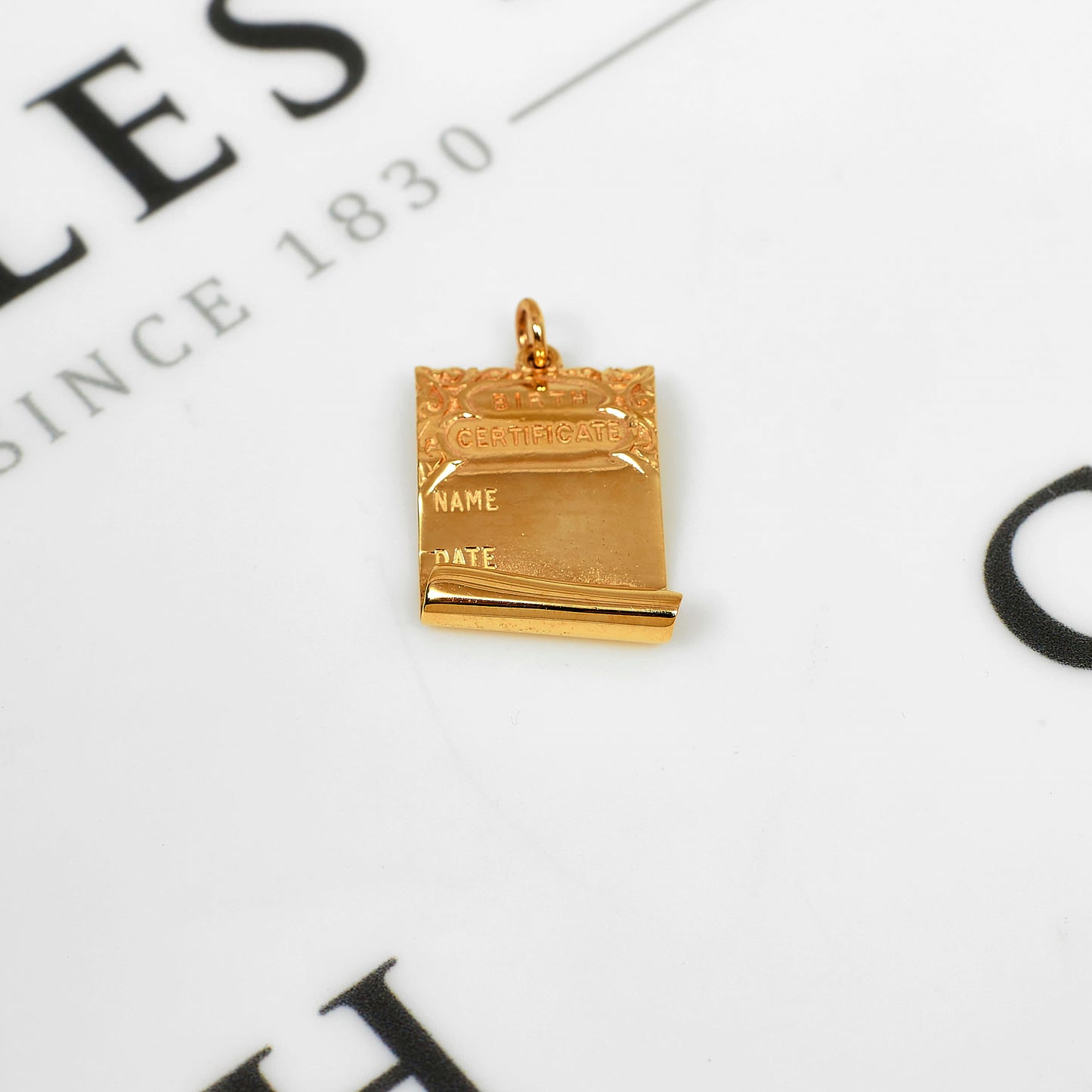 Pre-Owned 9ct Gold Birth Certificate Scroll Charm