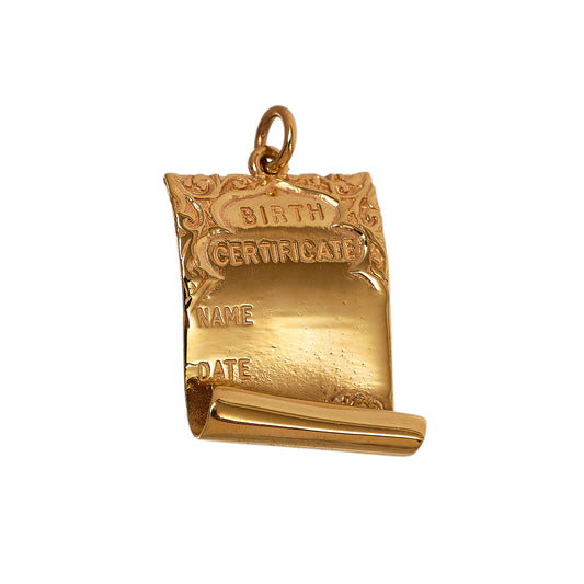 Pre-Owned 9ct Gold Birth Certificate Scroll Charm