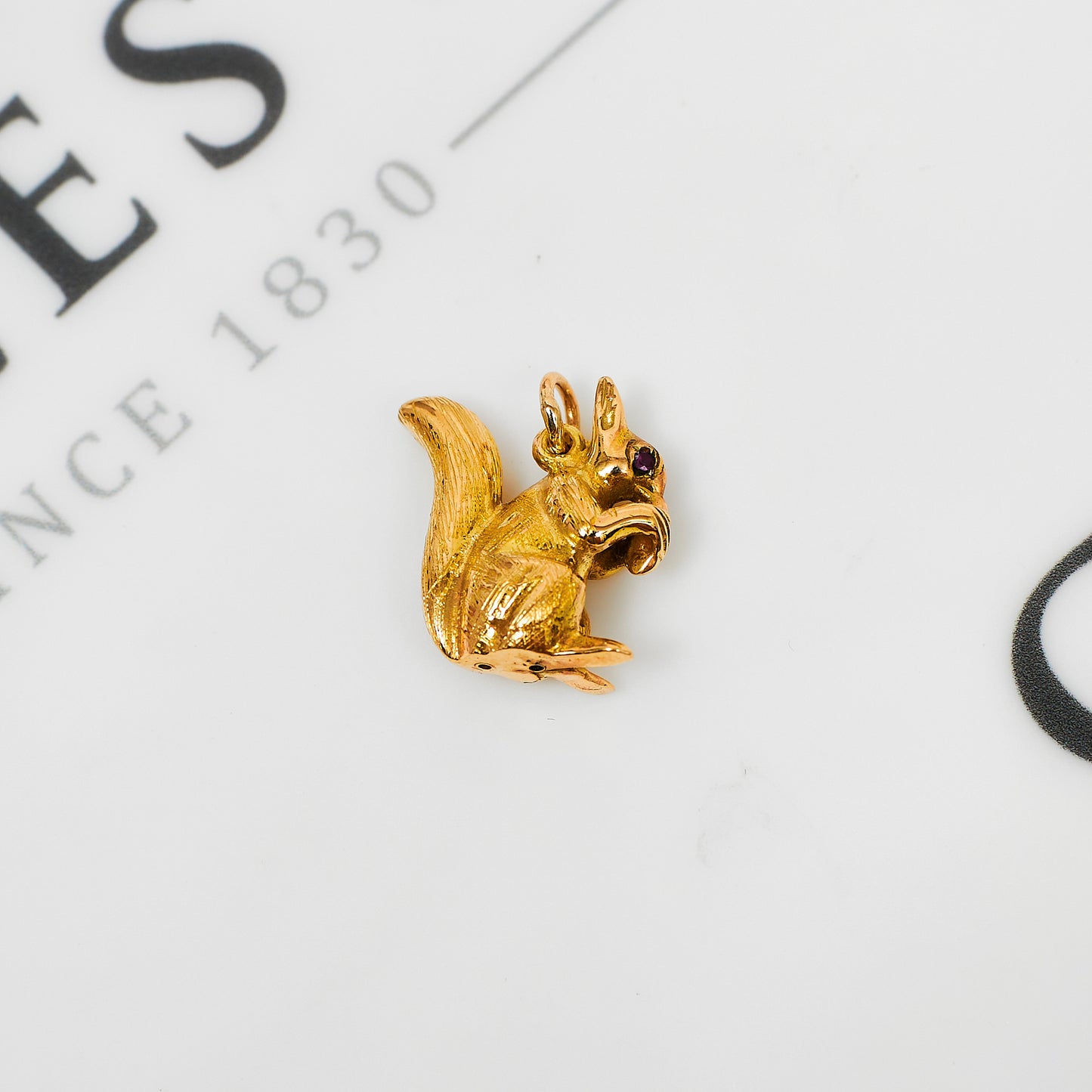 Pre-Owned 9ct Gold Squirrel Charm & Red Stone Eyes