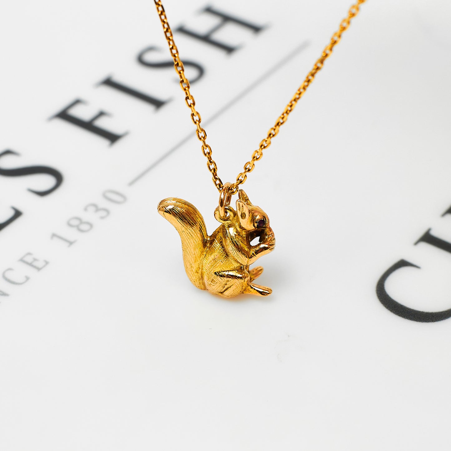 Pre-Owned 9ct Gold Squirrel Charm & Red Stone Eyes