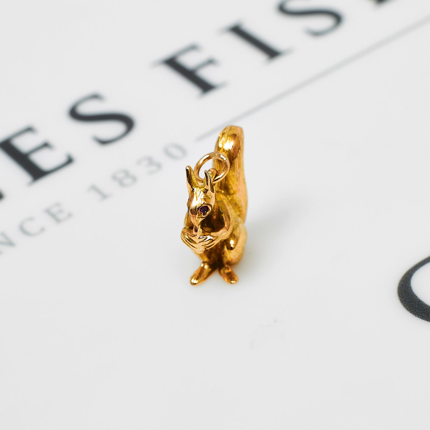 Pre-Owned 9ct Gold Squirrel Charm & Red Stone Eyes