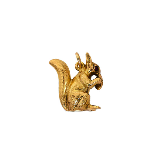 Pre-Owned 9ct Gold Squirrel Charm & Red Stone Eyes