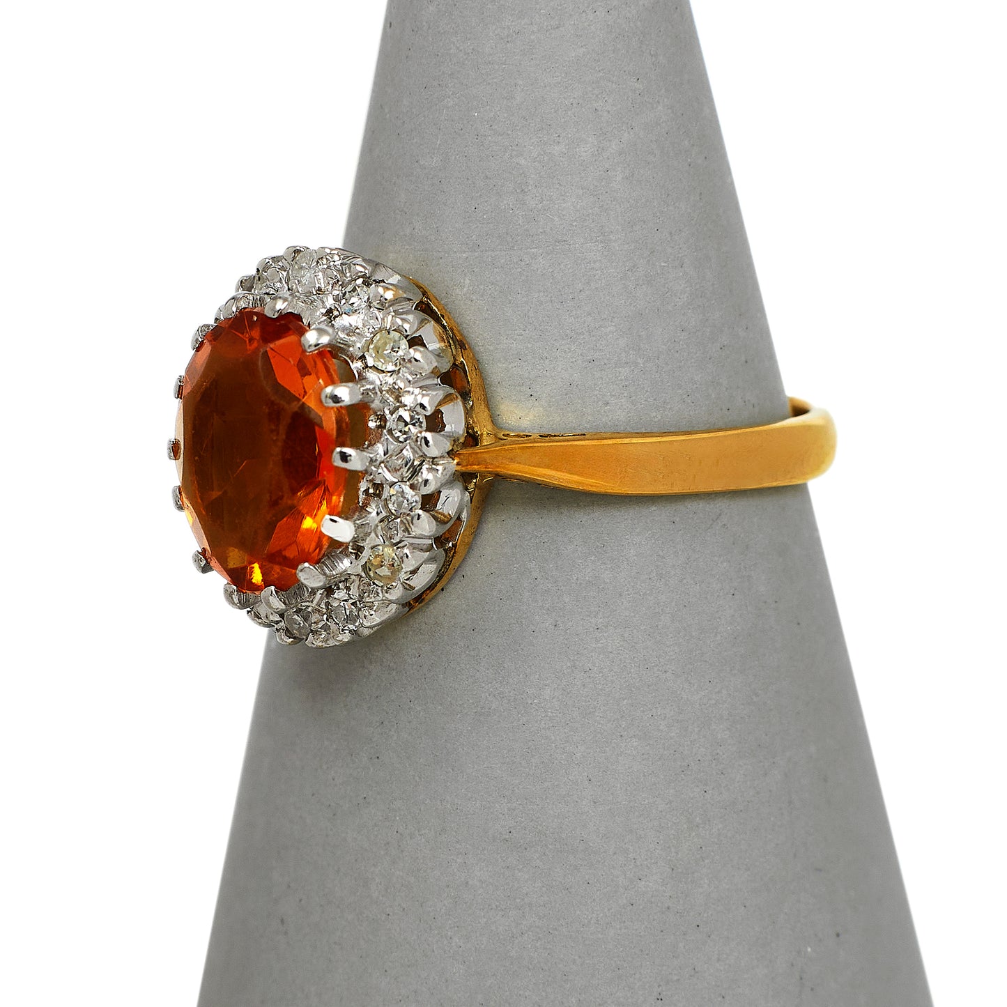 Pre-Owned 18ct Gold Citrine & Diamond Cocktail Ring Size O.5