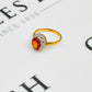 Pre-Owned 18ct Gold Citrine & Diamond Cocktail Ring Size O.5