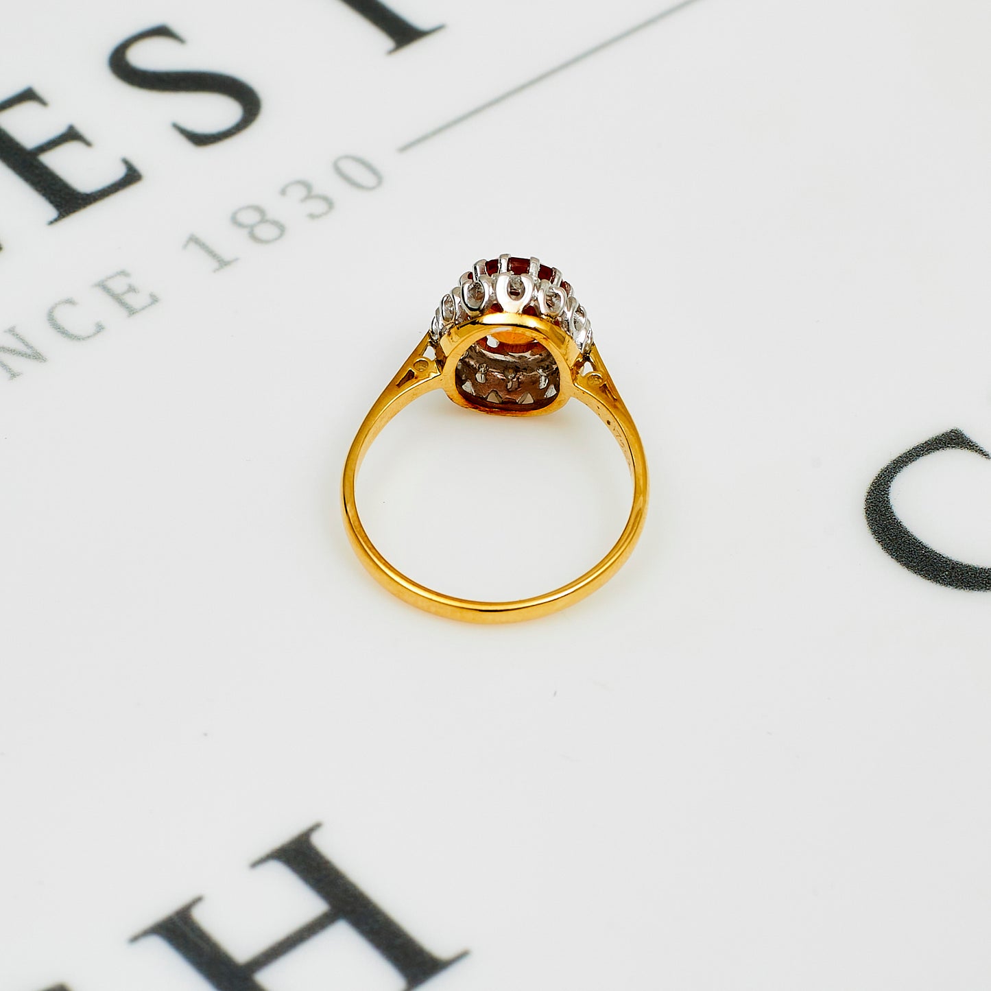 Pre-Owned 18ct Gold Citrine & Diamond Cocktail Ring Size O.5