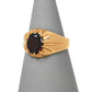 Pre-Owned 9ct Gold Garnet Gypsy Ring Size R