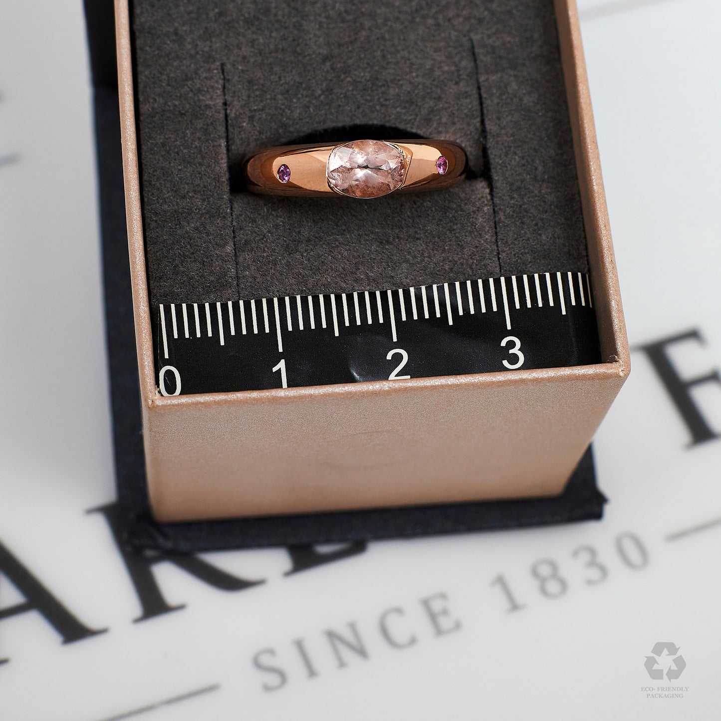 Pre-Owned 9ct Rose Gold Morganite &  Ruby Ring Size  L