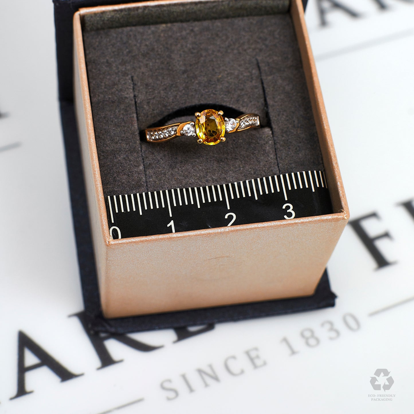 Pre-Owned 9ct Gold Treated Sapphire & White Zircon Ring