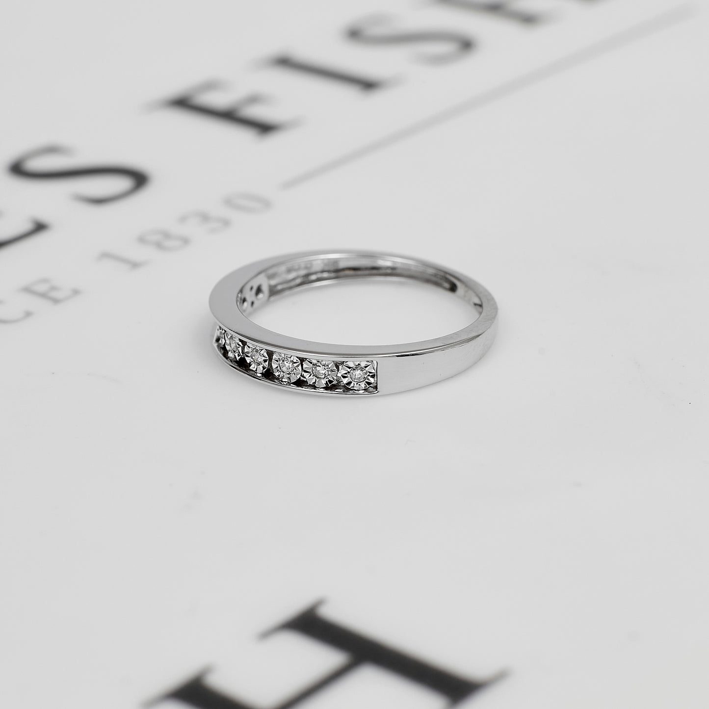 Pre-Owned 9ct White Gold Diamond Half Eternity Ring Size L.5