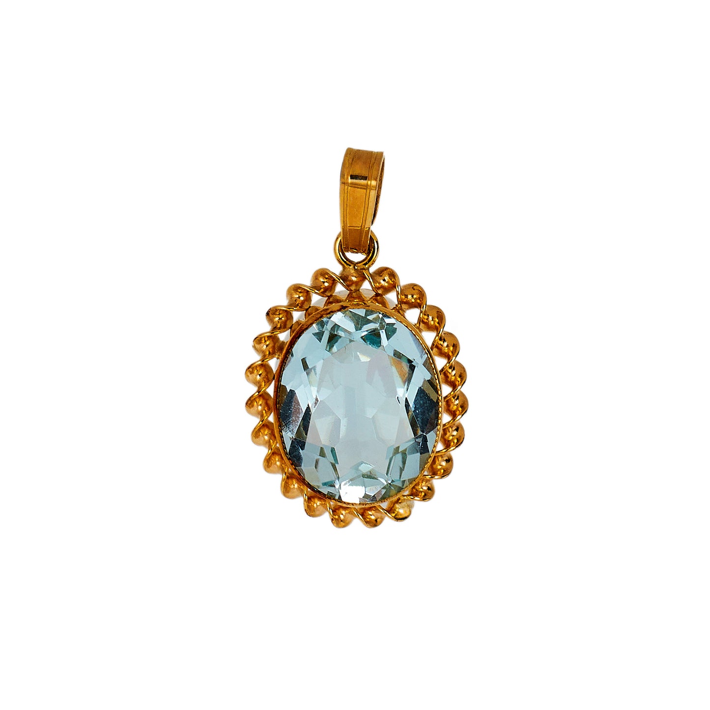 Pre-Owned 9ct Gold Oval Aquamarine Pendant 
