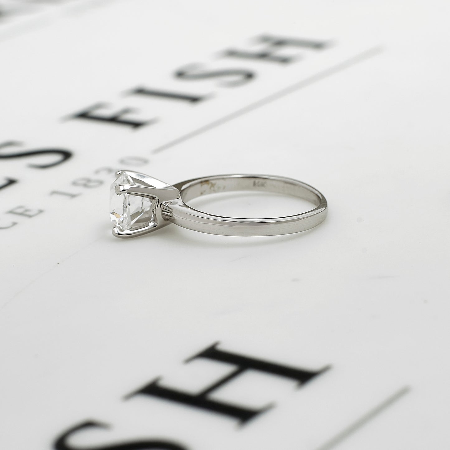 Pre-Owned 14ct White Gold & CZ Dress Ring Size K