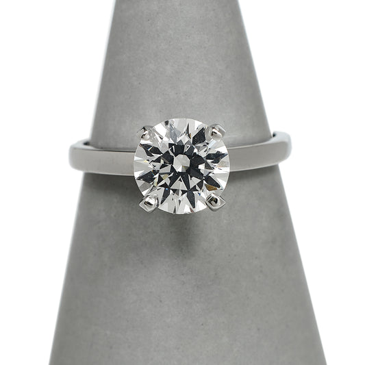 Pre-Owned 14ct White Gold & CZ Dress Ring Size K