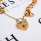 Pre-Owned 9ct Gold Curb Chain Bracelet & Heart Padlock