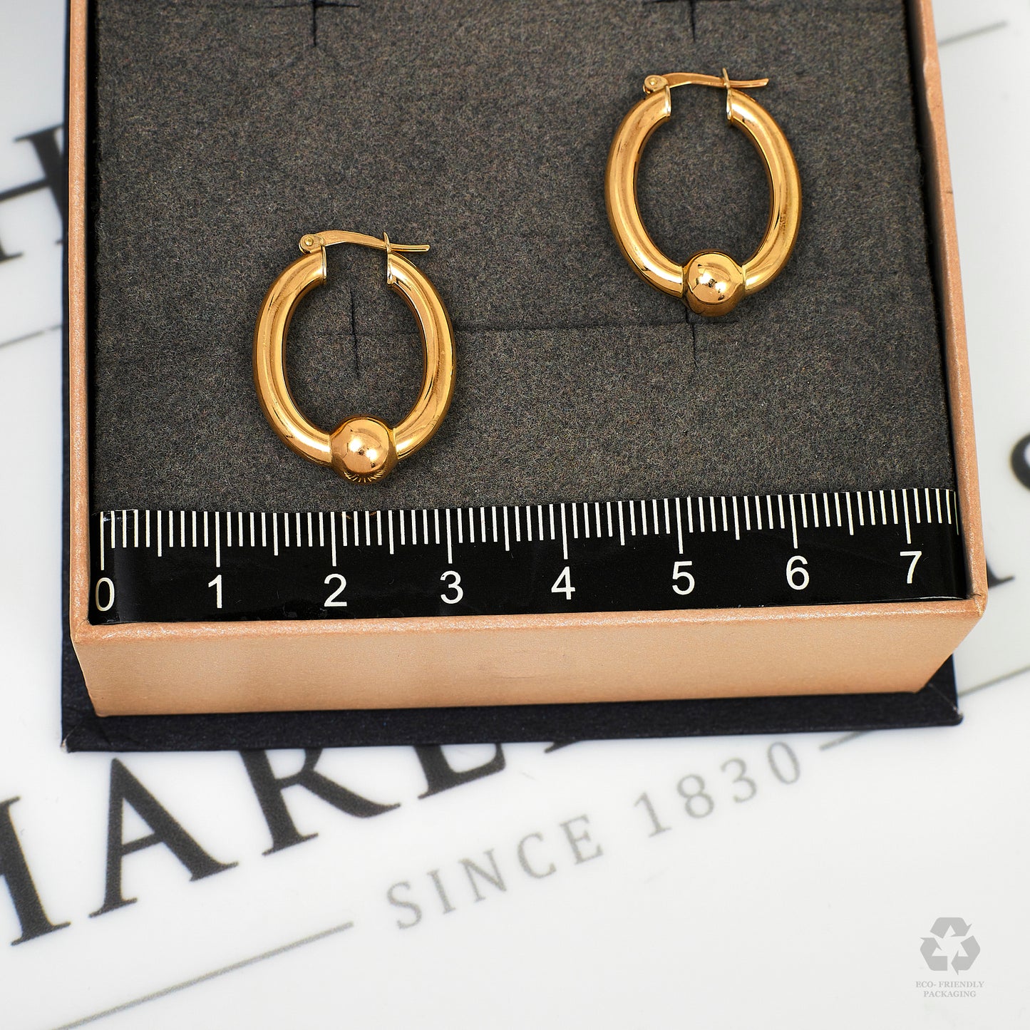Pre-Owned 9ct Gold Ball Bottom Oval Creole Hoop Earrings