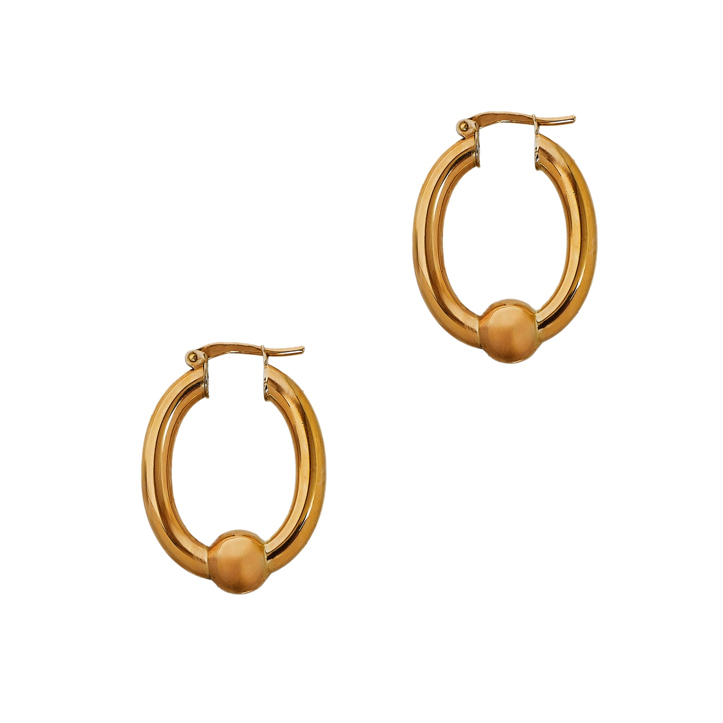 Pre-Owned 9ct Gold Ball Bottom Oval Creole Hoop Earrings