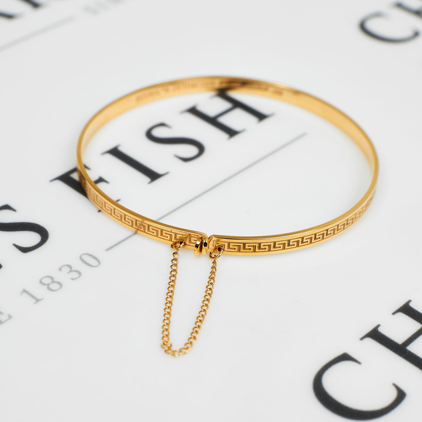 Pre-Owned 9ct Gold Greek Key Design Bangle