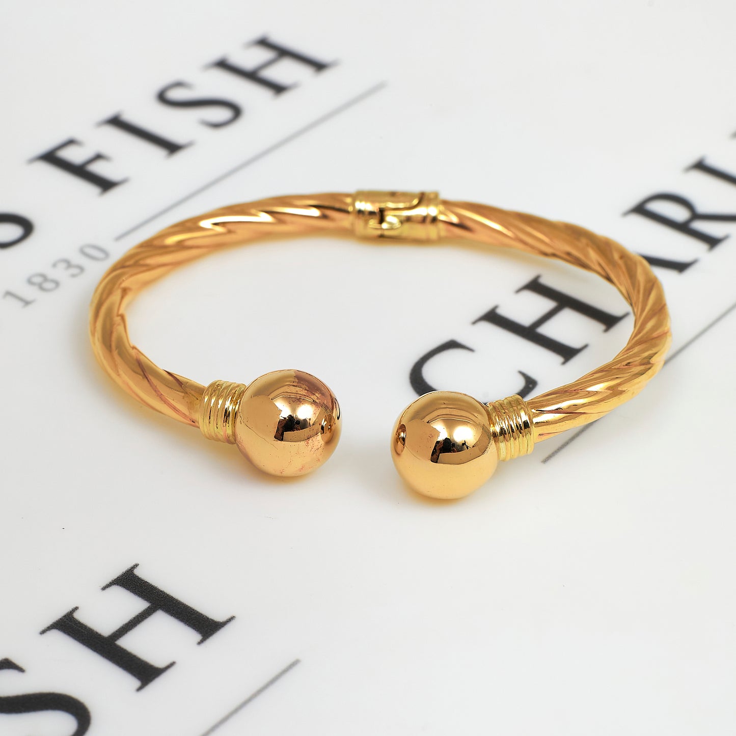 Pre-Owned 9ct Gold Twist Hinged Torque Bangle 69mm x 60mm