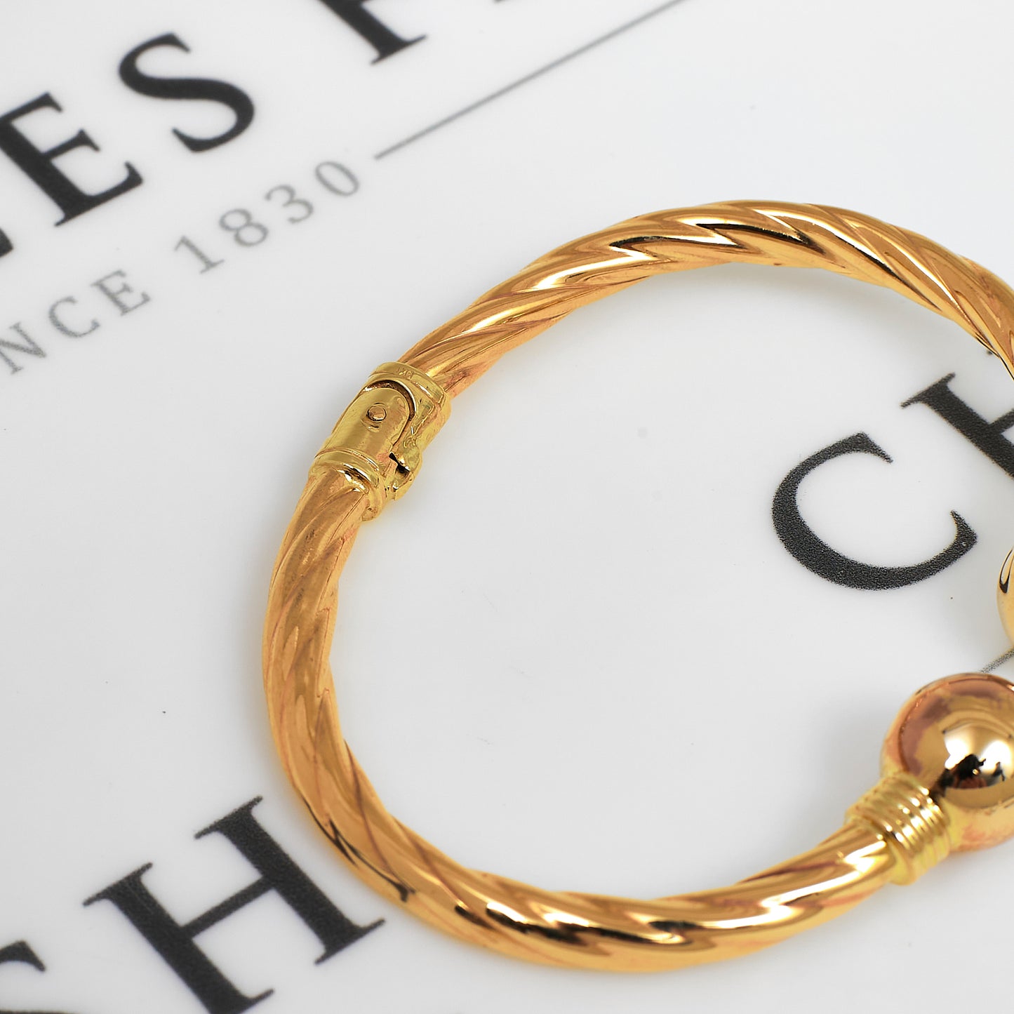 Pre-Owned 9ct Gold Twist Hinged Torque Bangle 69mm x 60mm
