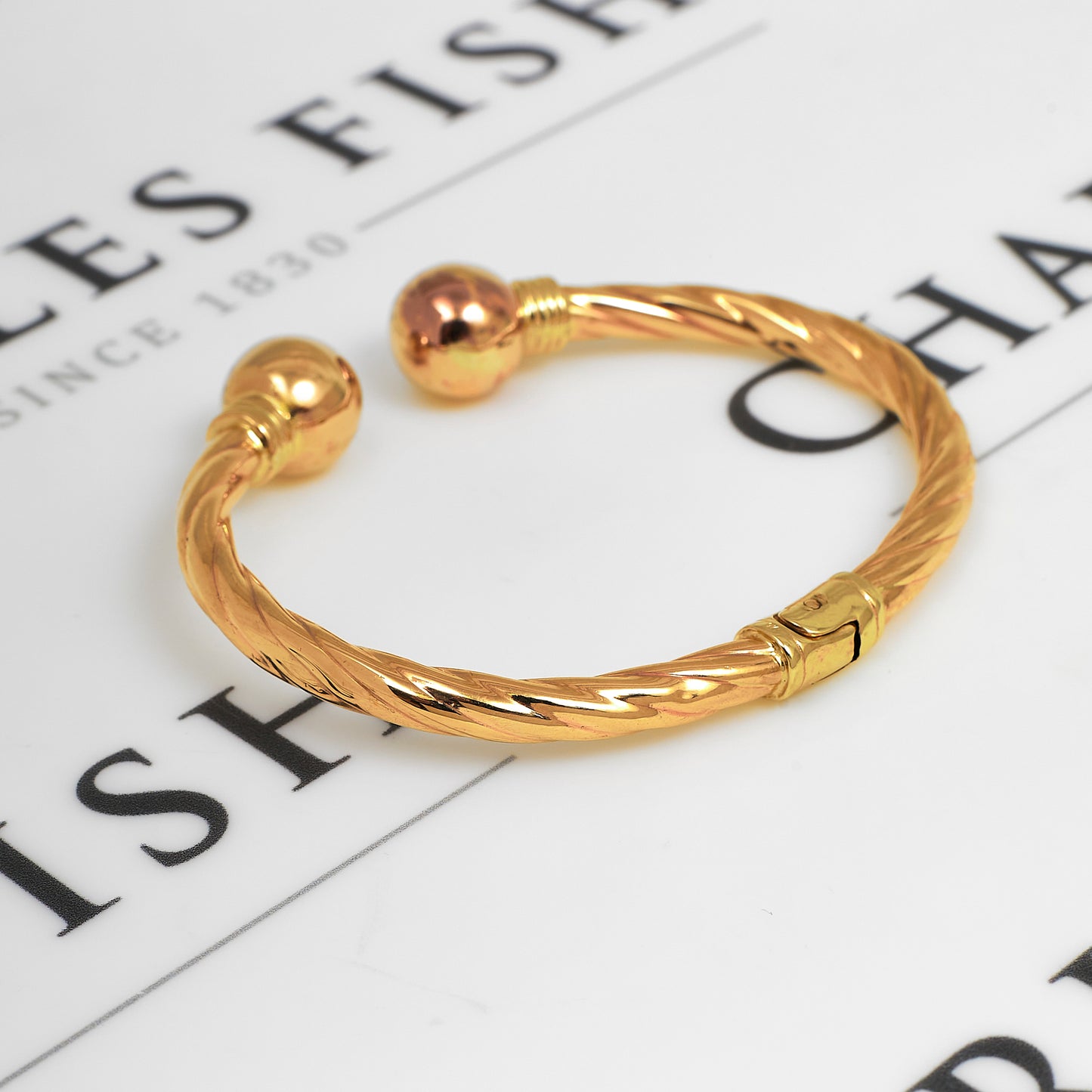 Pre-Owned 9ct Gold Twist Hinged Torque Bangle 69mm x 60mm