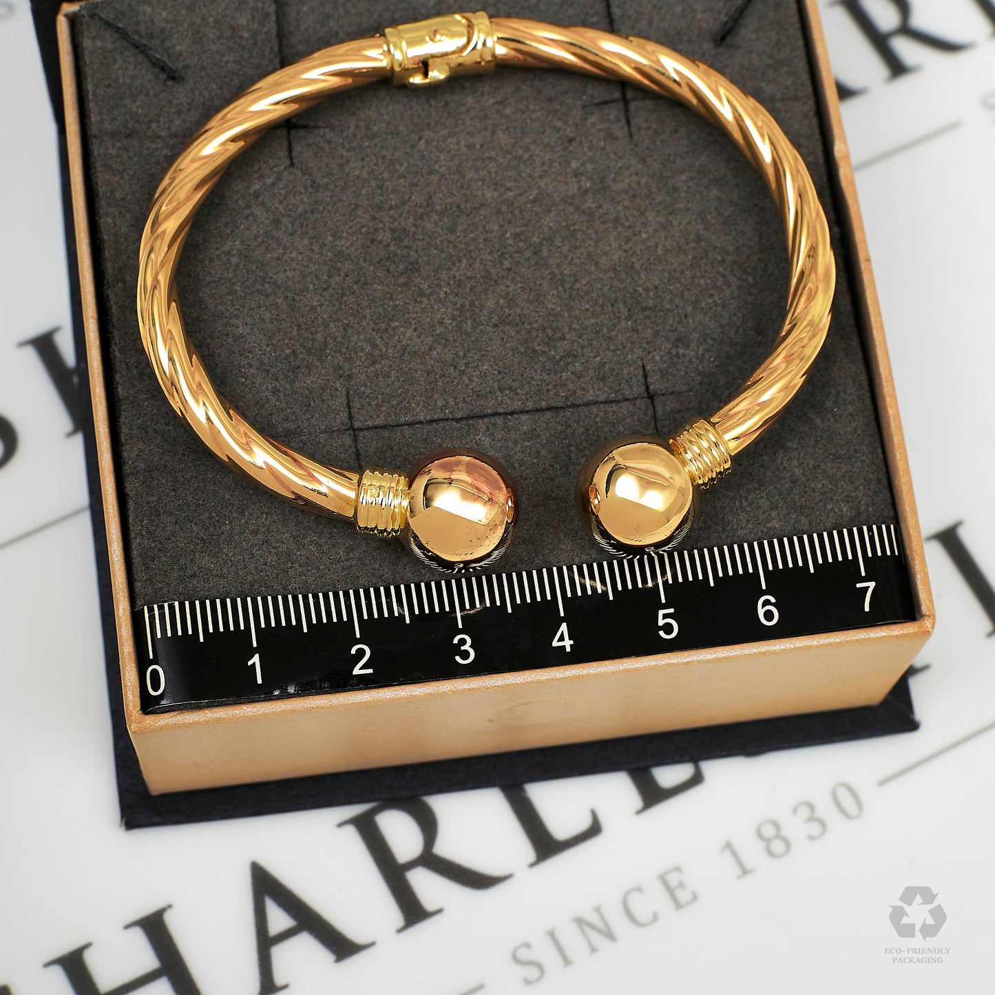 Pre-Owned 9ct Gold Twist Hinged Torque Bangle 69mm x 60mm