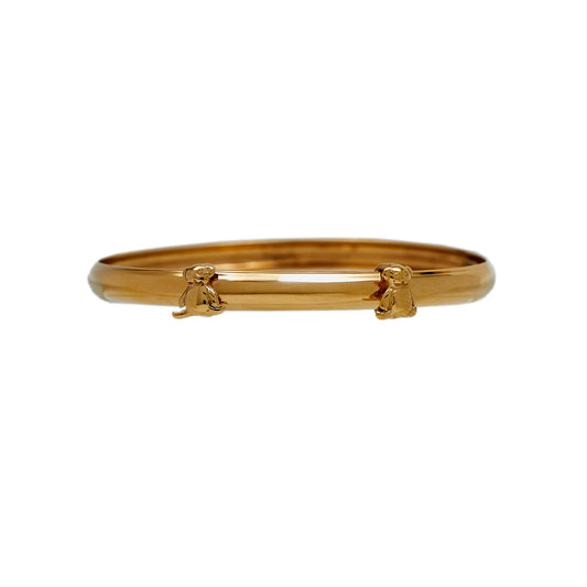 Pre-Owned 9ct Gold Baby Bangle With Teddy Detail Expandable