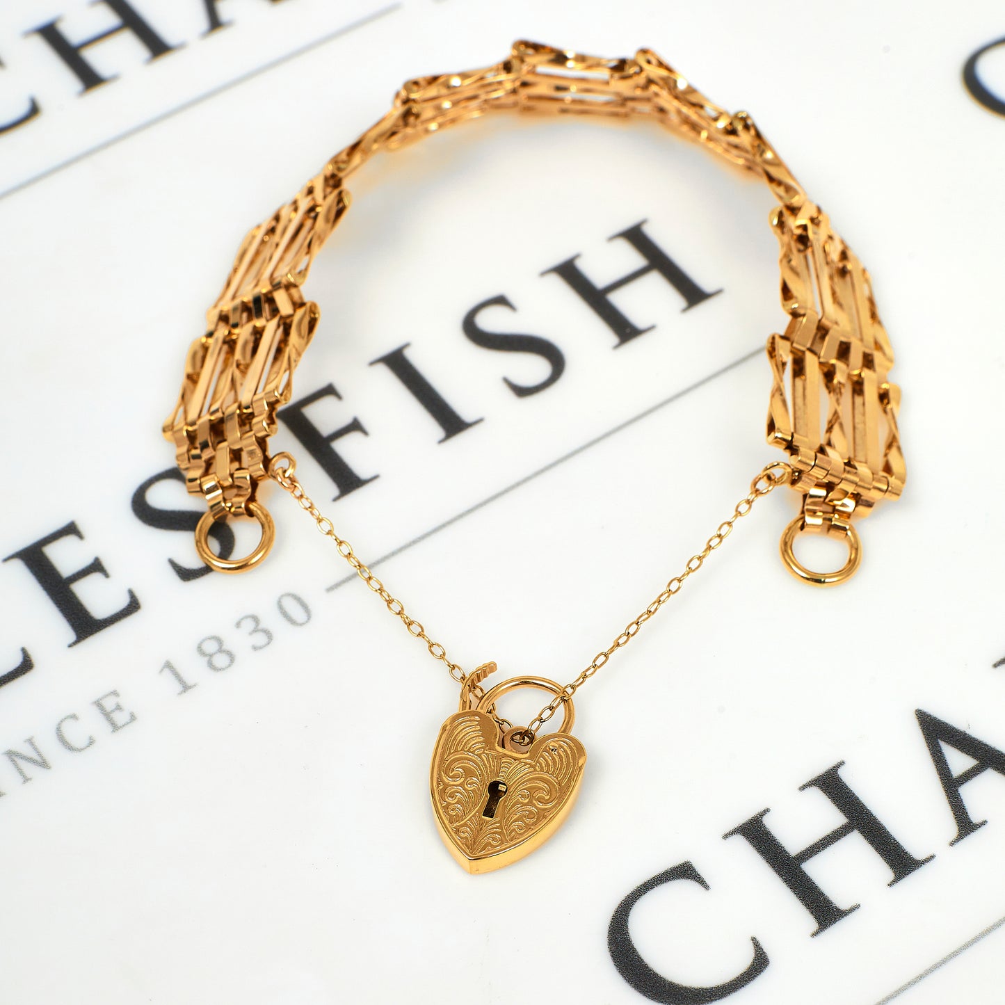 Pre-Owned 9ct Gold Bar Gate Bracelet 7.5 Inch