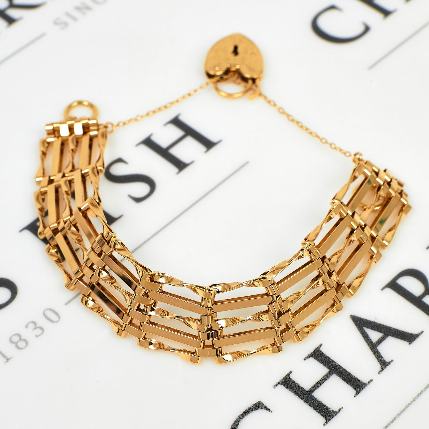 Pre-Owned 9ct Gold Bar Gate Bracelet 7.5 Inch