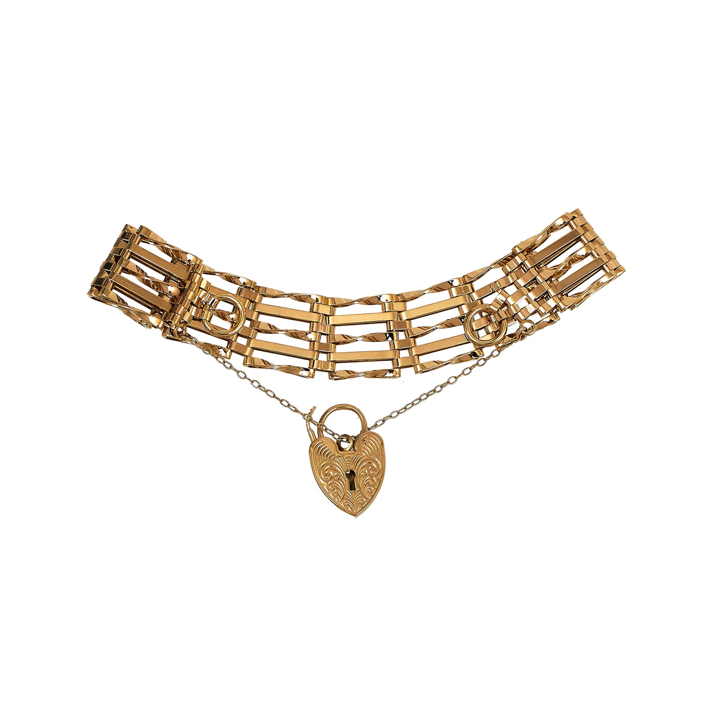 Pre-Owned 9ct Gold Bar Gate Bracelet 7.5 Inch