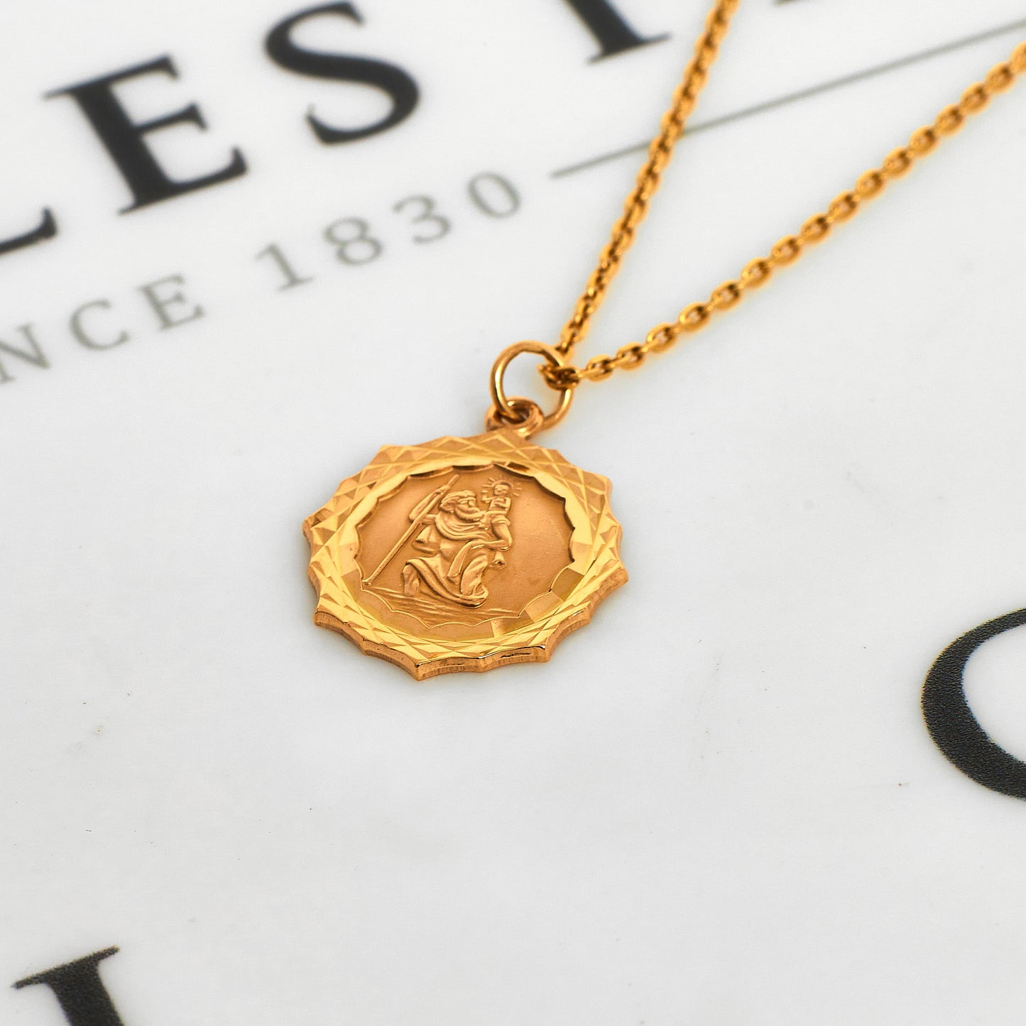 Pre-Owned 9ct Gold 16 Sided St Christopher Pendant
