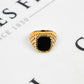 Pre-Owned 9ct Gold Rectangular Onyx Signet Ring Size R