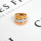 Pre-Owned 18ct Gold 3 Row Tricolor Bump Head Ring Size N