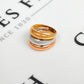 Pre-Owned 18ct Gold 3 Row Tricolor Bump Head Ring Size N