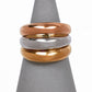 Pre-Owned 18ct Gold 3 Row Tricolor Bump Head Ring Size N