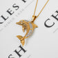 Pre-Owned 9ct Gold CZ Dolphin Pendant